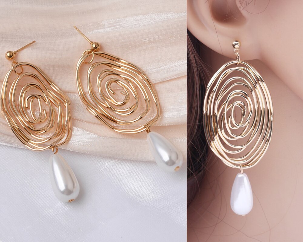 Trend Exquisite Simulated Pearl Long Drop Earrings For Women Party Wedding Female Jewelry Gift Beauty Korean Sexy jewelry Access