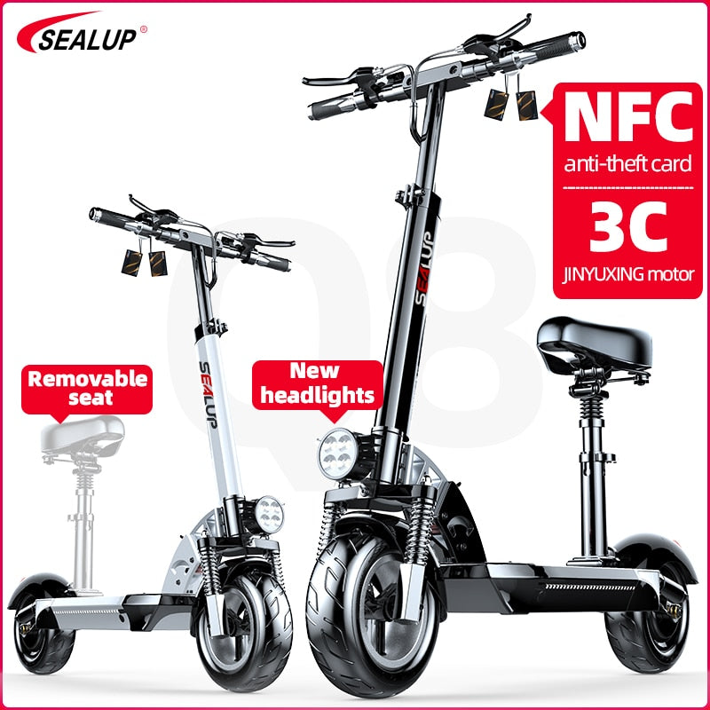 Sealup Electric Scooter Adults Sturdy And Large Led Display Unique Headlight Design E Scooters Folding &amp; Waterproof Certified